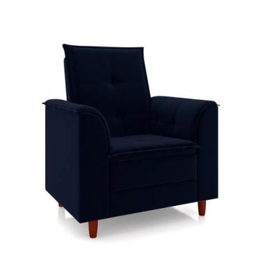 Imagem de Poltrona do Papai/Vovô/Mamãe Sala de Estar Kate Pés Palito Veludo Azul