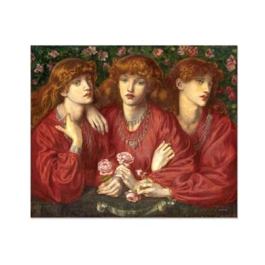 Imagem de Impressão em tela clássica arte de parede, um retrato triplo de May Morris, reprodução de pinturas a óleo abstratas famosas imagem de arte emoldurada para decoração de casa 50 x 65 cm (19 x 26