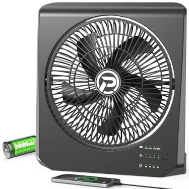 Imagem de Cmyfato Ventilador De Caixa, Ventilador De Janela Alimentado Por Bateria Recarregável De 20000 Mah, Ventilador De Caixa Pequeno E Silencioso De 10" Para Janela, Ventilador Quadrado De 4 Velocidades