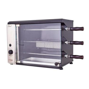 Imagem de Churrasqueira A Gás Bancada Vertical 3 Espetos Porta Vidro - Titan Ele