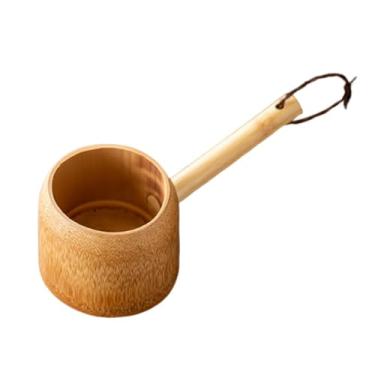Imagem de Ioensy Concha de bambu, colher de chá japonesa multifuncional para banho, colher de água para cozinha, regar plantas, grãos de café, jardim, sauna, Cor Clara
