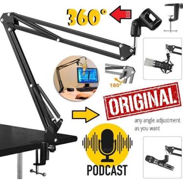 Imagem de Braço Suporte Móvel de Mesa Profissional Articulado Para Microfone Con