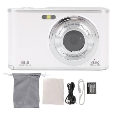 Imagem de Câmera digital 4K 48MP Câmera dupla de foco automático 2.8in IPS Screen Webcam Função Compact Kids Selfie Câmera para adolescentes iniciantes (Branco)
