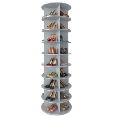 Imagem de SpaceAid Sapateira giratória de 9 níveis, suporte giratório Susan preguiçoso, suporte giratório 360 para sapatos, carrossel redondo, bolsa de mão vertical, organização de armário de sapatos (cinza de