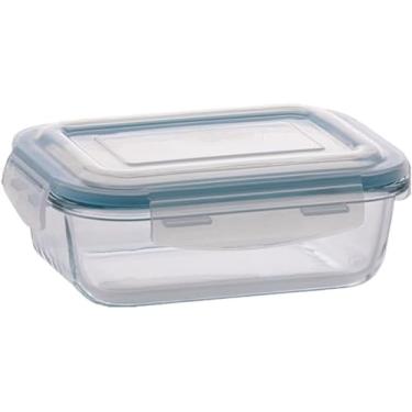 Imagem de " Pote de vidro hermético ante vazamento 640 ml para forno geladeira freezer com anel de vedação e sistema de ante-vazamento. Porta alimentos Organizador de alimentos e Vasilha de Vidro Borosilicato "