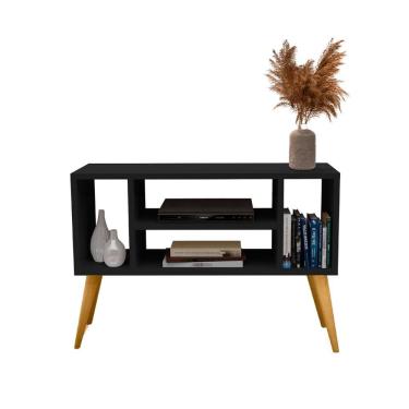 Imagem de Rack Intense 4 Nichos P/ Tv 40 Polegadas Pés Retrô Sala/ Escritório Preto