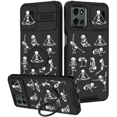 Imagem de Goocrux Capa para Moto G 5G 2025 - Capa de telefone feminina bonita legal design estético exclusivo capa de câmera deslizante com suporte de anel capas para Motorola G 5G 2025, esqueleto