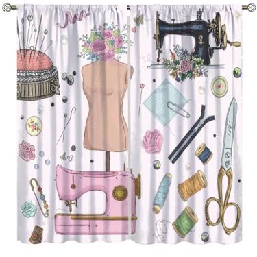 Imagem de Cortina blackout moderna, tema de costura de roupas para meninas wowen estilo aquarela, cortinas de janela, sala de jantar, cozinha, quarto, sala de estar, escritório, berçário, decoração, 107 x 114