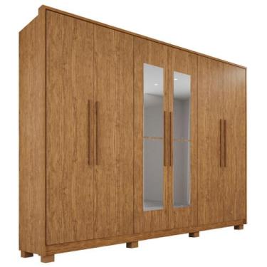Imagem de Guarda-Roupa Casal 6 Portas e 6 Gavetas Premium Com Espelho Cinamomo -
