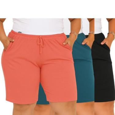 Imagem de Kit 3 Bermuda Feminina Senhoras Plus Viscolycra Dia A Dia - PMQ, Sorti