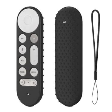 Imagem de Capa de silicone para controle remoto de voz Google TV Streamer 4K 2024, capa protetora para controle remoto Google TV Streamer 4K, com cordão, proteção contra arranhões e choque (preto)