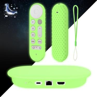 Imagem de Capa de silicone brilhante para Google TV Streamer 4K 2024, conjunto de capa protetora para Google TV Streamer 4K Host Box + controle remoto de voz, proteção antiderrapante contra arranhões e choque