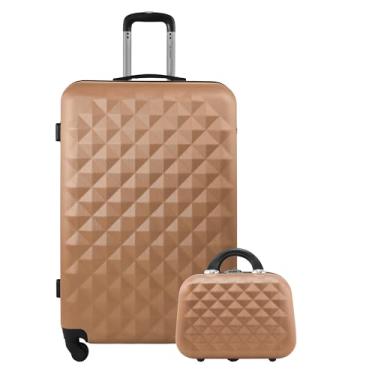 Imagem de Kit Mala de Viagem Grande 32kg Rígida ABS Rodas 360 com Frasqueira Gladiador Diamond D1G (Rose Gold)