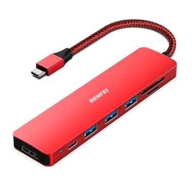 Imagem de Hub Usb C 7-em-1 Multiportas Com Hdmi 4K@60Hz, Power Delivery 100W, 3 Portas Usb 3.0 5Gbps E Leitor De Cartão Sd/Tf, Adaptador Para Macbook, Iphone 15 Pro, Ipad Pro E S23