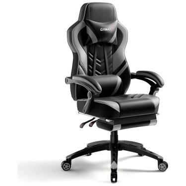 Imagem de Cadeira Gamer Ergonômica e Reclinável com Apoio Lombar e Cabeça, POWERSTONE, Preto