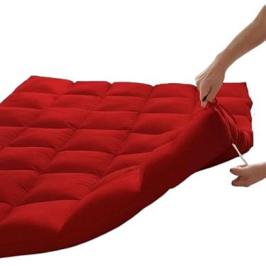 Imagem de Protetor Colchao Solteiro Pillow Top Veludo Toque Suave Impermeavel (Vermelho)