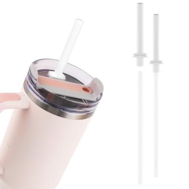 Imagem de 2 conjuntos de canudos de substituição compatíveis com Stanley 850 g, silicone dobrável 360° canudos dobrados reutilizáveis para Stanley 850 g, acessórios de canudos flexíveis de garrafa para peças de