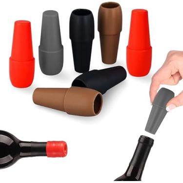 Imagem de 8 peças de rolha de garrafa de vinho, rolha de vinho a vácuo de silicone, seladora de garrafa de vinho, rolhas reutilizáveis, acessórios para manter a cerveja vinho champanhe fresco