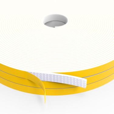 Imagem de Faixa de vedação de porta de decapagem climática, fita de exclusão de rascunho de 1/10.2 cm x 1/20.3 cm x 50 pés para janelas e portas, tira de vedação de janela autoadesiva branca