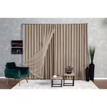 Imagem de Cortina Microfibra Com Voil 3,00x2,50 Para Trilho Suíço avelã