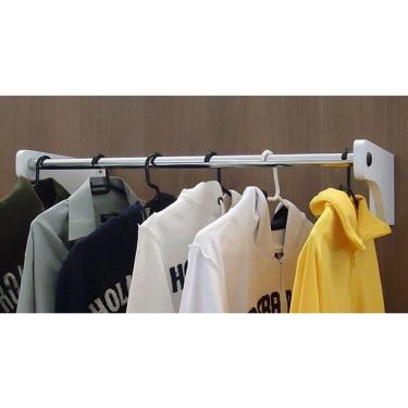 Imagem de Cabideiro De Parede 90 Cm Arara Camiseiro Calceiro Branco Laca