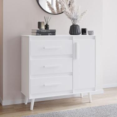 Imagem de Cômoda Sapateira Trevo 3 Gavetas 1 Porta MB1 - Amarena Móveis, Branco