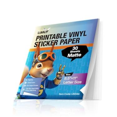 Imagem de Papel adesivo de vinil imprimível para impressora a jato de tinta e laser - 30 folhas de papel adesivo branco fosco 21 x 28 cm - papel adesivo de durabilidade, secagem rápida, segura bem a tinta