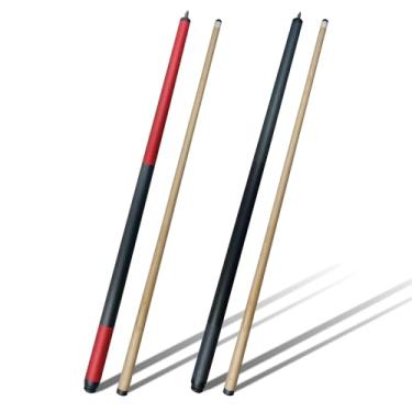 Imagem de WaLiken Conjunto de 2 bastões de sinuca profissionais de madeira de bordo canadense de 58 polegadas - Bastões de sinuca de bar para mesa de sinuca - Ponta de couro macio de várias camadas - Bastões de