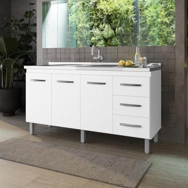 Imagem de Balcão Para Pia Carina 140cm Sem Tampo Branco