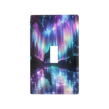 Imagem de Blueangle Tampa de placa de parede para interruptor de luz - Aurora Boreal Wolf Light Switch Cover Decorativa Placa de Parede, Tamanho 1 - Gangue 4,53 x 2,76 polegadas (7)