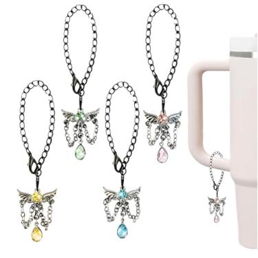 Imagem de DLDXGXNR Berloques para acessórios Stanley Cup com alça de copo com glitter para garrafa de água, Small, Liga de aço, Zircão