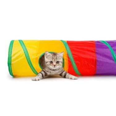 Imagem de Brinquedo Para Pets Túnel Labirinto Para Gatos Colorido, Dobrável, Resistente e Fácil de Guardar(Longo)