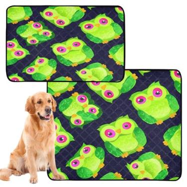 Imagem de CEBUGI Almofadas de xixi laváveis para cães, pacote com 3, almofadas impermeáveis para filhotes de cachorro, antiderrapantes, à prova de vazamento, para cama de cercadinho, cama, corujas