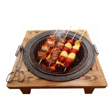 Imagem de LANYANZI Mesa multifuncional para fogueira – braseiro de carvão de ferro fundido, fogão quadrado de madeira maciça de 50 cm, lareira para acampamento, aquecimento ao ar livre, fogueira e piquenique