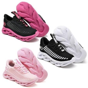 Imagem de kit 3 Tênis Infantil Menina Evoltenn Sola Trança Escolar Rosa Pink, Ro