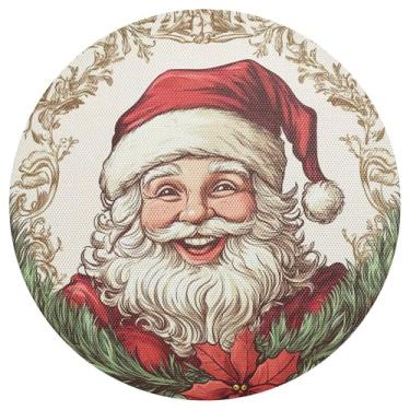 Imagem de xigua Jogo americano redondo de Natal Papai Noel, conjunto de 6, tapete de mesa redondo antiderrapante resistente ao calor, tapetes de mesa de 48 cm para decoração de cozinha, jantar e festa