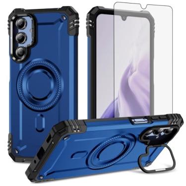 Imagem de Furiet Capa de celular para Samsung Galaxy A16 5G/4G com protetor de tela de vidro temperado, amortecedor rígido de 2 camadas, carregamento sem fio, suporte Magsafe, à prova de choque, silicone macio