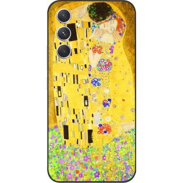 Imagem de Berkin Arts Compatível com Samsung Galaxy A55 5G capa de silicone capa de telefone amarela flor leve (Gustav Klimt-O beijo)