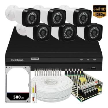 Imagem de Kit Cftv 6 Cameras Full Hd 1080p 2mp Dvr Intelbras Mhdx