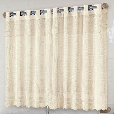 Imagem de Cortina Alibabá 2 Metros Renda Sala Quarto Varão - Palha