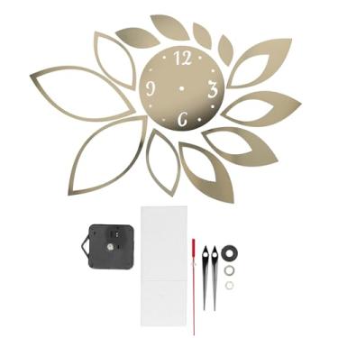 Imagem de Relógio de parede espelhado diy, decoração moderna para casa, sala de estar, quarto, escritório, material autoadesivo de pvc, 15x15cm, 13 peças (Ouro)