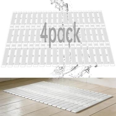 Imagem de Tapetes de banheira com ventosas, tapete de chuveiro antiderrapante com orifícios de drenagem, tapete de banho de drenagem rápida antiderrapante fácil de cortar, lavável para chuveiro, banheiro