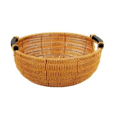 Imagem de Suporte de frutas, cesta de frutas tecida em vime, cestas de servir pão, bancada, exibição, decorativa, cestas de armazenamento, suporte para fruteiras