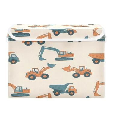 Imagem de Burbuja Caixa de armazenamento de escavadeira com tampa e alças, caixa de armazenamento grande dobrável para prateleiras armário quarto escritório organizador