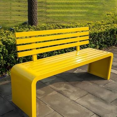 Imagem de Banco de jardim para pátio, banco externo de metal antigo com encosto e apoio de braço, banco de jardim interno externo de 2 lugares namoradeira de pátio para ar livre gramado varanda de quintal (cor