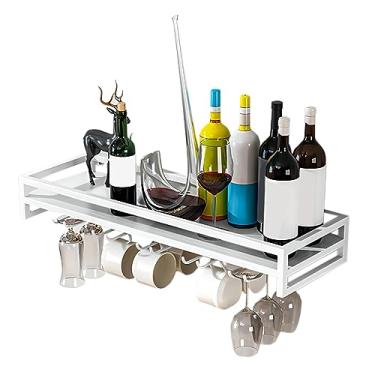 Imagem de Garrafa de vinho montada na parede – Suporte para copos de vinho preto/ouro/branco com economia de espaço, resistente e durável com parafusos, suporte para copos de vinho