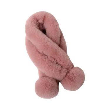 Imagem de Cachecol Feminino Grosso De Pelúcia Com Cruzamento, Gola Térmica De In
