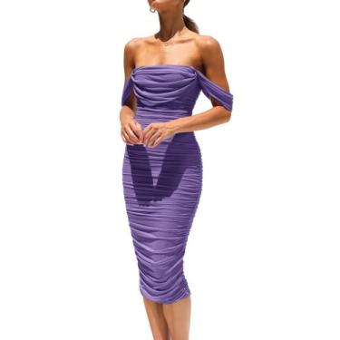 Imagem de Vestido PRETTYGARDEN 2025 Verão Ombro a Ombro com Franzidos M