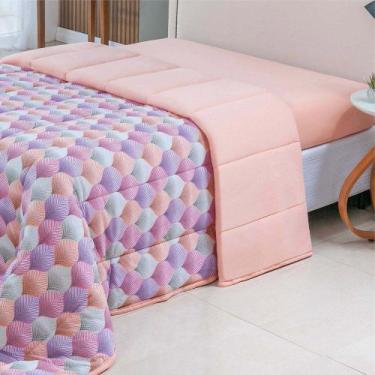 Imagem de Edredom Coberdrom Sonho Bom King em Malha - Salmão - 100% Algodão - Ca