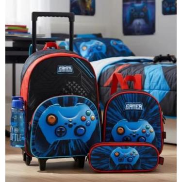 Imagem de kIT MOCHILA GAME 3D COM LANCHEIRA E PORTA LAPIS e GARRAFINHA BAKPAK